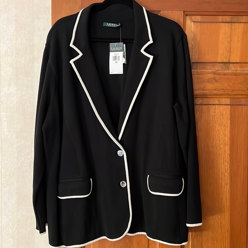 NWT Ralph Lauren knit blazer 3x black